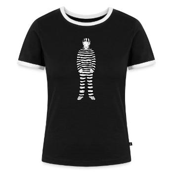 Insasse, Häftling, Sträfling Gefängnis Geschenk - Frauen Kontrast-T-Shirt - Schwarz/Weiß - Vorne - Selfina (174cm)