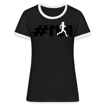 run woman 2 colours - Frauen Kontrast-T-Shirt - Schwarz/Weiß - Vorne - Selfina (174cm)