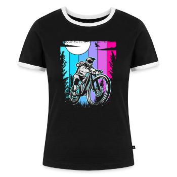 Downhill Biker Mountainbike - Frauen Kontrast-T-Shirt - Schwarz/Weiß - Vorne - Selfina (174cm)