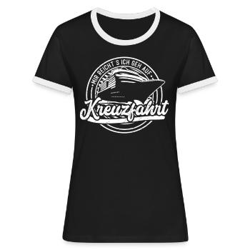 Kreuzfahrt Kreuzfahrtschiff Schiff Urlaub Geschenk - Frauen Kontrast-T-Shirt - Schwarz/Weiß - Vorne - Selfina (174cm)