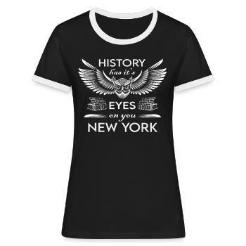 New York - L'histoire a les yeux rivés sur vous - T-shirt contrasté Femme - noir/blanc - Devant - Selfina (174cm)