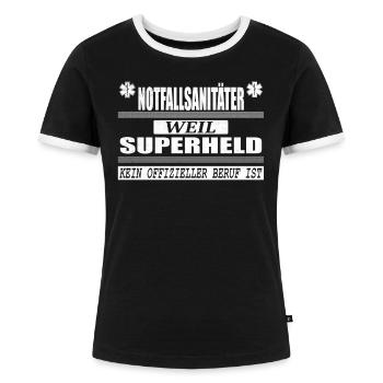Notfallsanitäter Geschenk Superheld Notfall Humor - Frauen Kontrast-T-Shirt - Schwarz/Weiß - Vorne - Selfina (174cm)