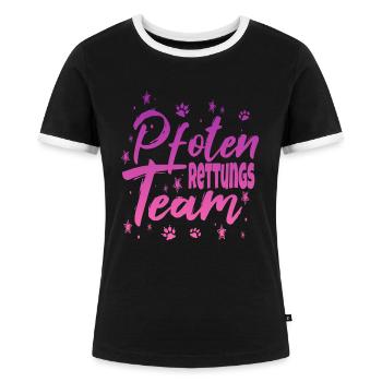 Tierschutz Tierschützer Tierretter Hunde Katzen - Frauen Kontrast-T-Shirt - Schwarz/Weiß - Vorne - Selfina (174cm)
