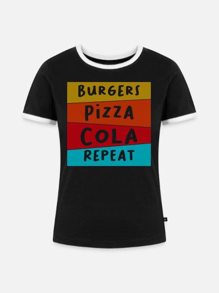 Burger Pizza Cola - Women's Ringer T-Shirt - black/white