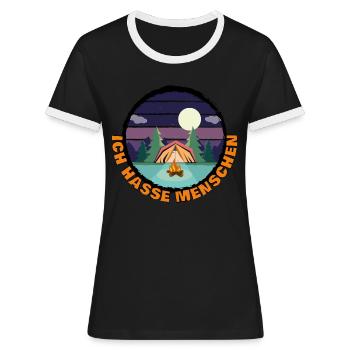 Ich hasse Menschen - Frauen Kontrast-T-Shirt - Schwarz/Weiß - Vorne - Selfina (174cm)