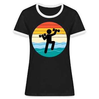 Wasser Aqua Aerobic Aquatic Fitness Vintage Retro - Frauen Kontrast-T-Shirt - Schwarz/Weiß - Vorne - Selfina (174cm)