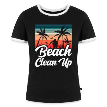 Nettoyage de plage Plages Nettoyage de plage - T-shirt contrasté Femme - noir/blanc - Devant - Selfina (174cm)