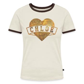 Chloe Hearts Gold - Women's Ringer T-Shirt - blue/white - Front