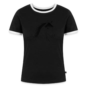 Chevaux - T-shirt contrasté Femme - noir/blanc - Devant - Selfina (174cm)