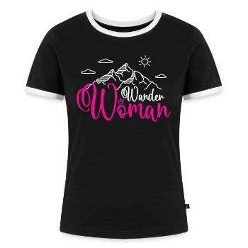 Wander Woman - Wanderwoman - Frauen Kontrast-T-Shirt - Schwarz/Weiß - Vorne - Selfina (174cm)