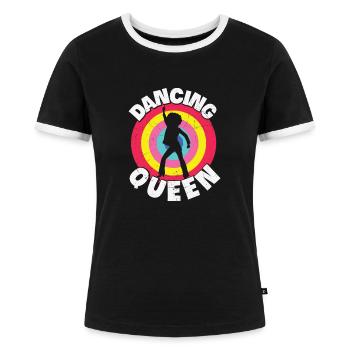 Dancing Queen Roller Disco Outfit années 70 - T-shirt contrasté Femme - noir/blanc - Devant - Selfina (174cm)
