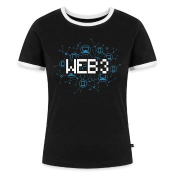 Web3 (en anglais) - T-shirt contrasté Femme - noir/blanc - Devant - Selfina (174cm)