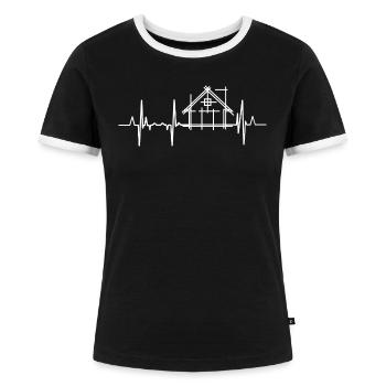 Mein Herz schlägt für Architektur - Frauen Kontrast-T-Shirt - Schwarz/Weiß - Vorne - Selfina (174cm)
