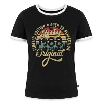 Anniversaire Juillet 1988 Juillet 1988 Juillet 1988 - T-shirt contrasté Femme - noir/blanc - Devant - Selfina (174cm)