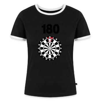 180 Dart Shirt Dartscheibe für Turnier, Training - Frauen Kontrast-T-Shirt - Schwarz/Weiß - Vorne - Selfina (174cm)