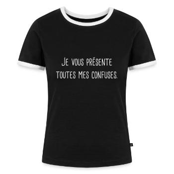 citation film Père Noel ordure humour - T-shirt contrasté Femme - noir/blanc - Devant - Selfina (174cm)