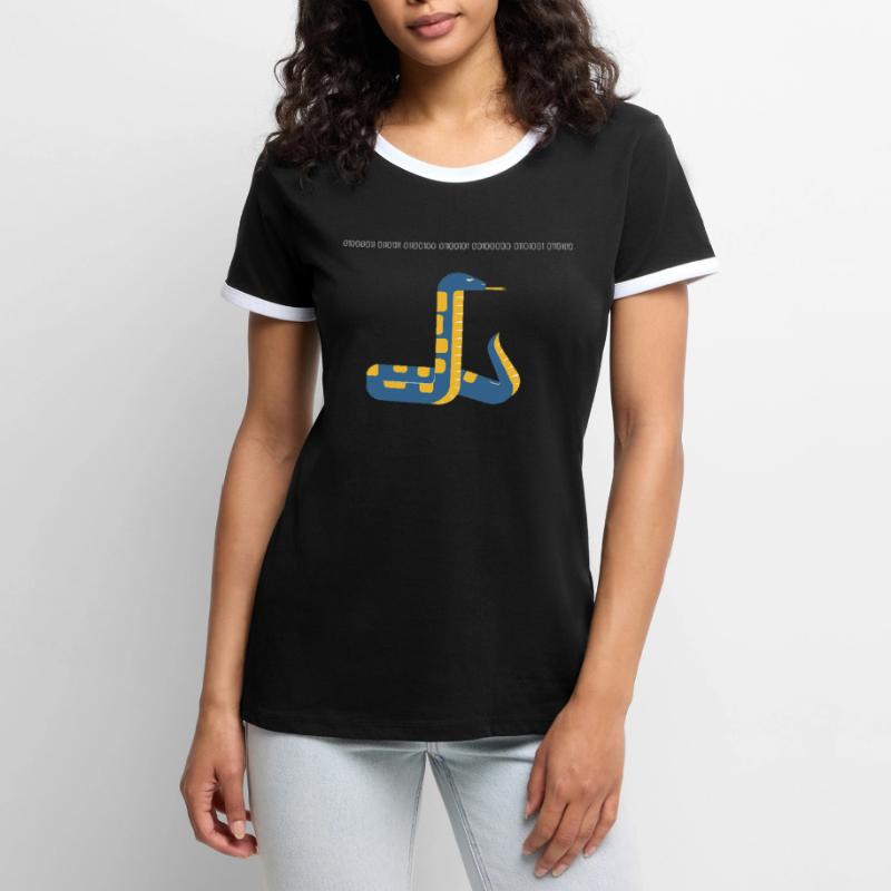 Code en Python dans la conception binaire de code binaire T-shirt contrasté Femme