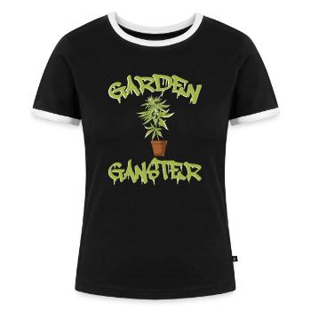 Marijuana Cannabis Weed Smoke Hemp Design Garden - Women's Ringer T-Shirt - black/white - Front - Selfina (174cm)