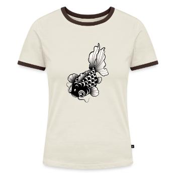 Fish style tattoo / tattoo art - Women's Ringer T-Shirt - blue/white - Front