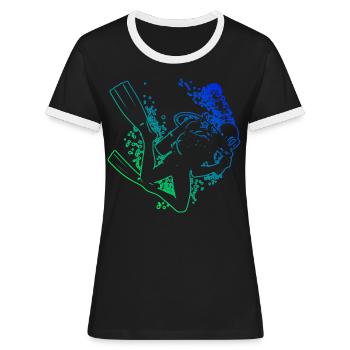 Herren Free Dive Tauchen Taucher Damen - Frauen Kontrast-T-Shirt - Schwarz/Weiß - Vorne - Selfina (174cm)