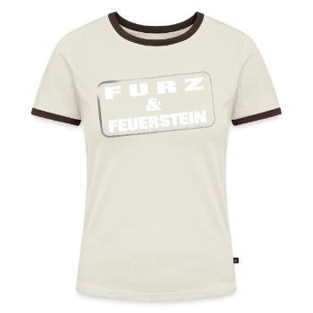 Furz und Feuerstein - Frauen Kontrast-T-Shirt - Blau/Weiß - Vorne