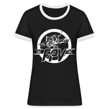 Drohne - Frauen Kontrast-T-Shirt - Schwarz/Weiß - Vorne - Selfina (174cm)