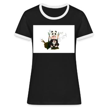 Baby Panda - Frauen Kontrast-T-Shirt - Schwarz/Weiß - Vorne - Selfina (174cm)