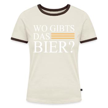 Wo gibts das Bier - Frauen Kontrast-T-Shirt - Blau/Weiß - Vorne
