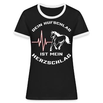 Dein Hufschlag - Frauen Kontrast-T-Shirt - Schwarz/Weiß - Vorne - Selfina (174cm)