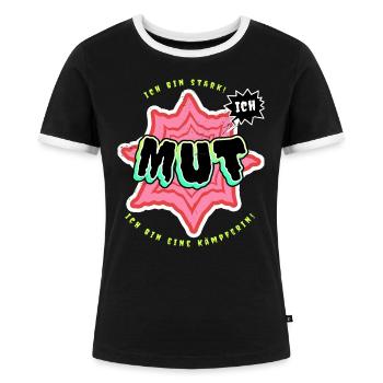 Kämpferin - Mut - Ich bin stark - Frauen Kontrast-T-Shirt - Schwarz/Weiß - Vorne - Selfina (174cm)