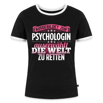 PSYCHOLOGIN - Die Auserwählte - Frauen Kontrast-T-Shirt - Schwarz/Weiß - Vorne - Selfina (174cm)