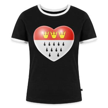 Herz (Köln) - Frauen Kontrast-T-Shirt - Schwarz/Weiß - Vorne - Selfina (174cm)
