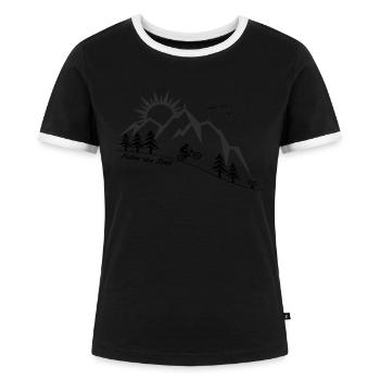 Mountain bike mountains downhill fichtelgebirge mtb - Women's Ringer T-Shirt - black/white - Front - Selfina (174cm)