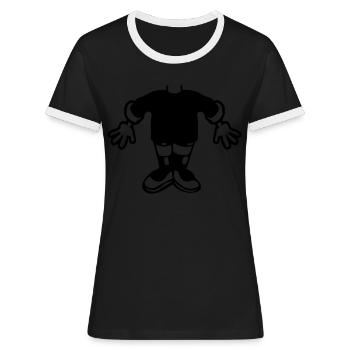 drôle petit corps nain sans tête verkleidu - T-shirt contrasté Femme - noir/blanc - Devant - Selfina (174cm)