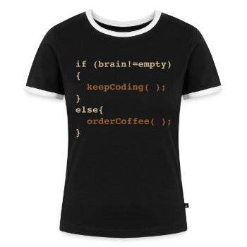 Developer Coffee - Frauen Kontrast-T-Shirt - Schwarz/Weiß - Vorne - Selfina (174cm)