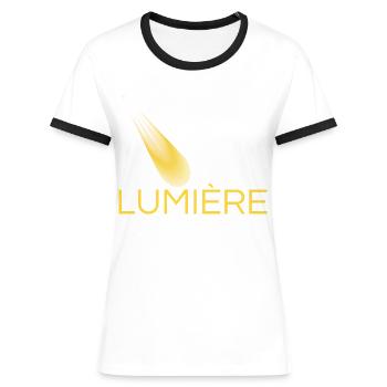 lumière jaune - T-shirt contrasté Femme - bleu/blanc - Devant