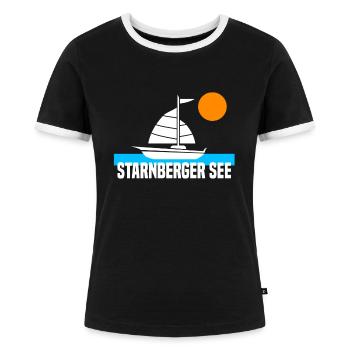 Starnberger See - Frauen Kontrast-T-Shirt - Schwarz/Weiß - Vorne - Selfina (174cm)