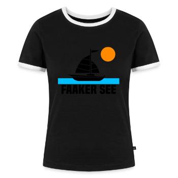 Faaker See - Frauen Kontrast-T-Shirt - Schwarz/Weiß - Vorne - Selfina (174cm)