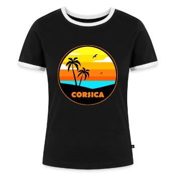 Corsica Korsika - Frauen Kontrast-T-Shirt - Schwarz/Weiß - Vorne - Selfina (174cm)