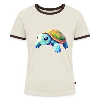 Schildkröte - Frauen Kontrast-T-Shirt - Blau/Weiß - Vorne