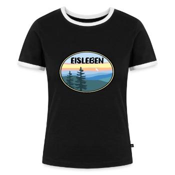 Eisleben - Frauen Kontrast-T-Shirt - Schwarz/Weiß - Vorne - Selfina (174cm)