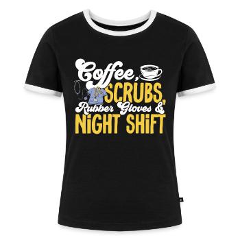 Infirmière de nuit - T-shirt contrasté Femme - noir/blanc - Devant - Selfina (174cm)