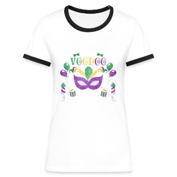 Carnival Mask Colorful Fun - Women's Ringer T-Shirt - blue/white - Front