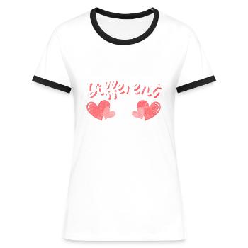 Einzigartig Individuell Besonderes - Frauen Kontrast-T-Shirt - Blau/Weiß - Vorne