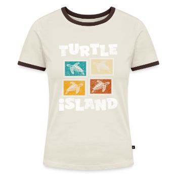 Tortues Nature - T-shirt contrasté Femme - bleu/blanc - Devant