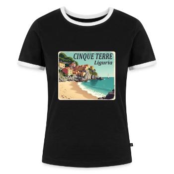 Cinque Terre - Frauen Kontrast-T-Shirt - Schwarz/Weiß - Vorne - Selfina (174cm)