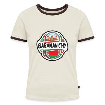 Baranavichy Belarus Flag Travel Souvenir Badge Sta - Women's Ringer T-Shirt - blue/white - Front
