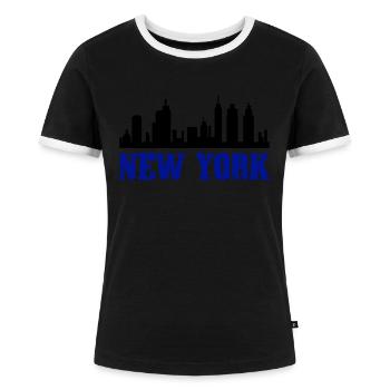 New York - Women's Ringer T-Shirt - black/white - Front - Selfina (174cm)