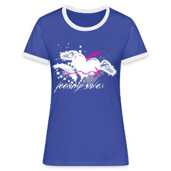 Feeling Vibes - Frauen Kontrast-T-Shirt - Blau/Weiß - Vorne