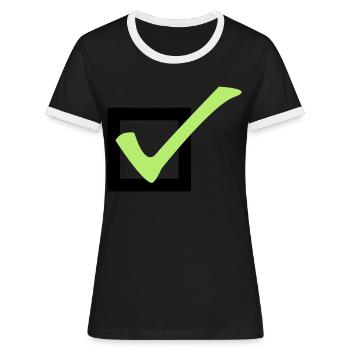 check - Frauen Kontrast-T-Shirt - Schwarz/Weiß - Vorne - Selfina (174cm)